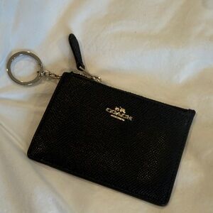 Coach Black Textured Wristlet with Keychain